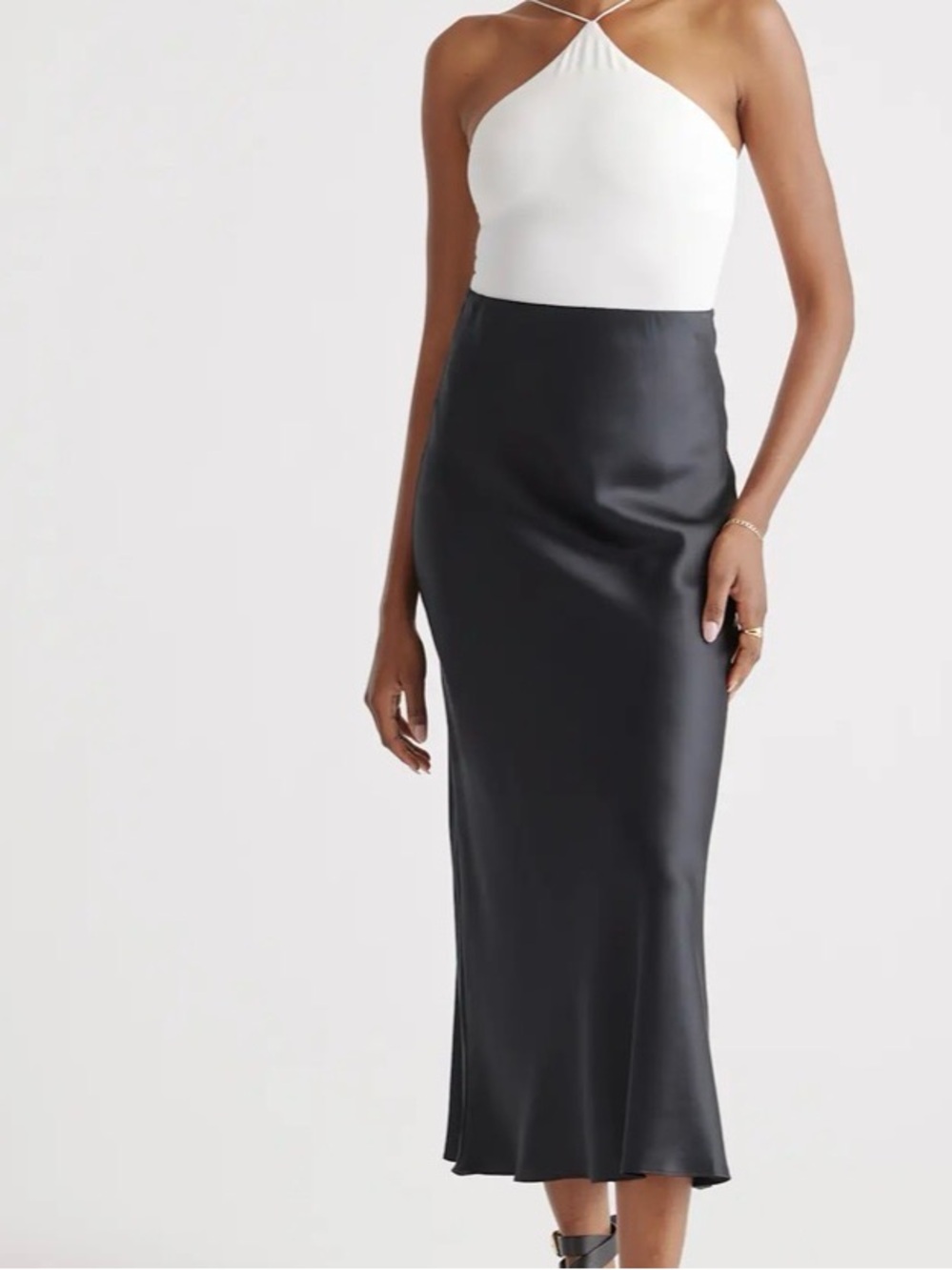 100% washable silk maxi skirt/Black/ XL - Picture 7 of 7